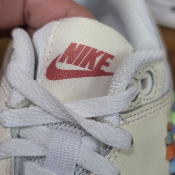 Nike Air Max 1 SE White Rainbow Lace Swoosh White/Blush GS Size 3Y LE FN4782-100 - Picture 13 of 15